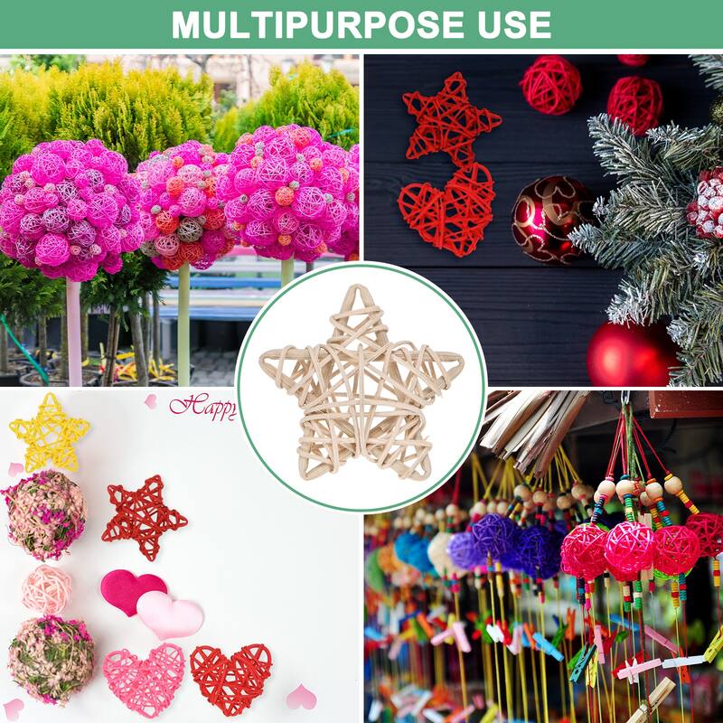 12-Pack Pentagram Wicker Rattan Balls 2.6 Inch for DIY