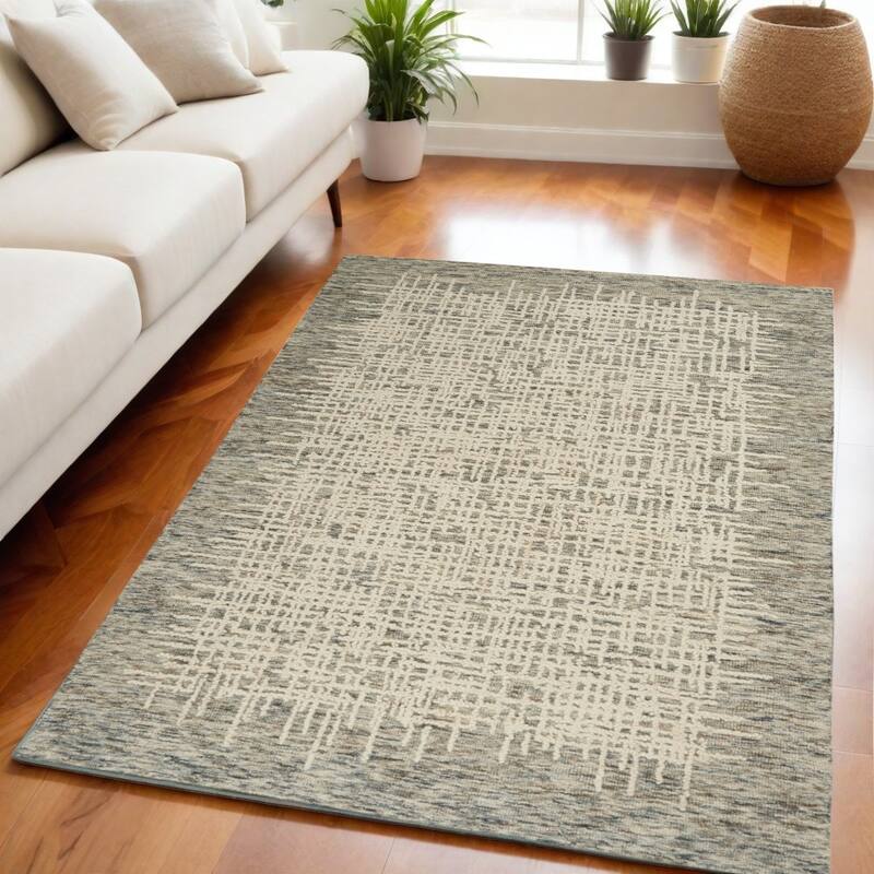 Farig Power Loomed Abstract Modern Soft Area Rug By HomeRoots - 87' X '63' X '0.5 - 87' X '63' X '0.5 - Lavender/Ivory - Rectangle
