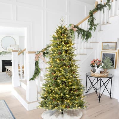 Glitzhome 6FT/7FT Multi-color Lighted Fir Christmas Tree with Remote Controller