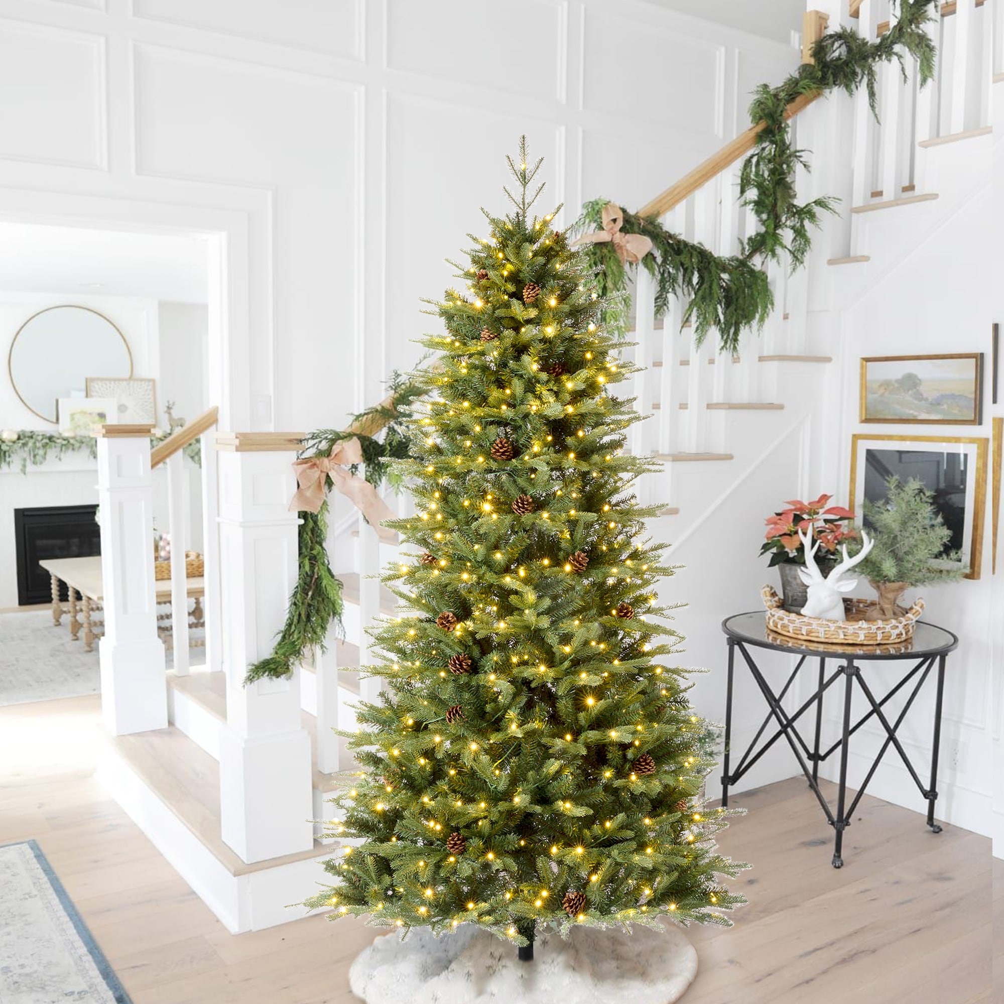 Glitzhome 6FT/7FT Multi-color Lighted Fir Christmas Tree with Remote Controller