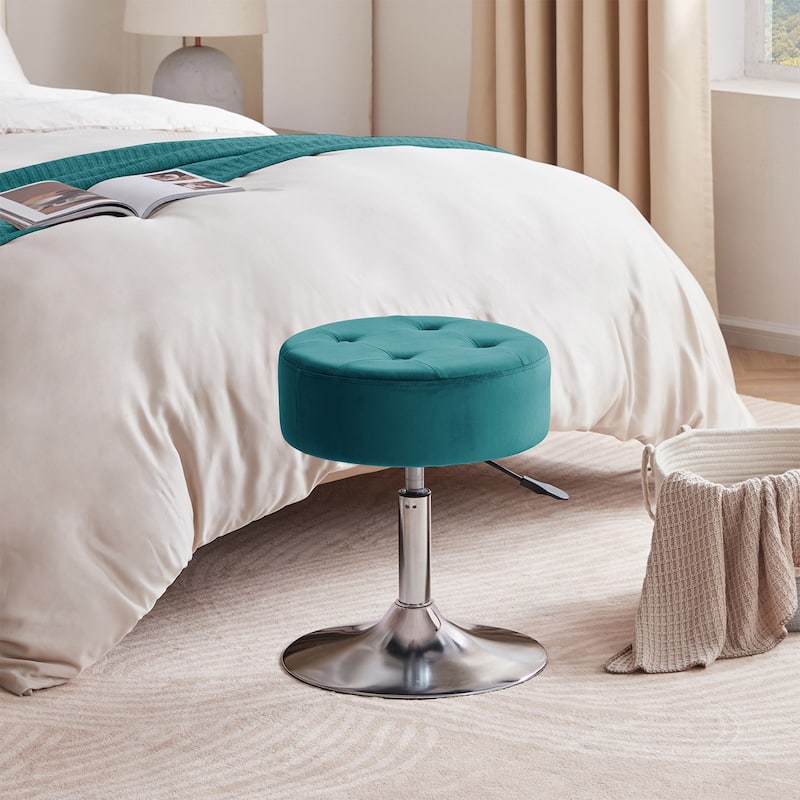 Adjustable Height Round Ottoman Swivel Vanity Stool