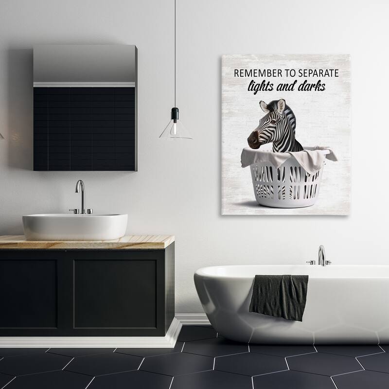 Stupell Separate Laundry & Zebra Canvas Wall Art Design By Lettered and Lined