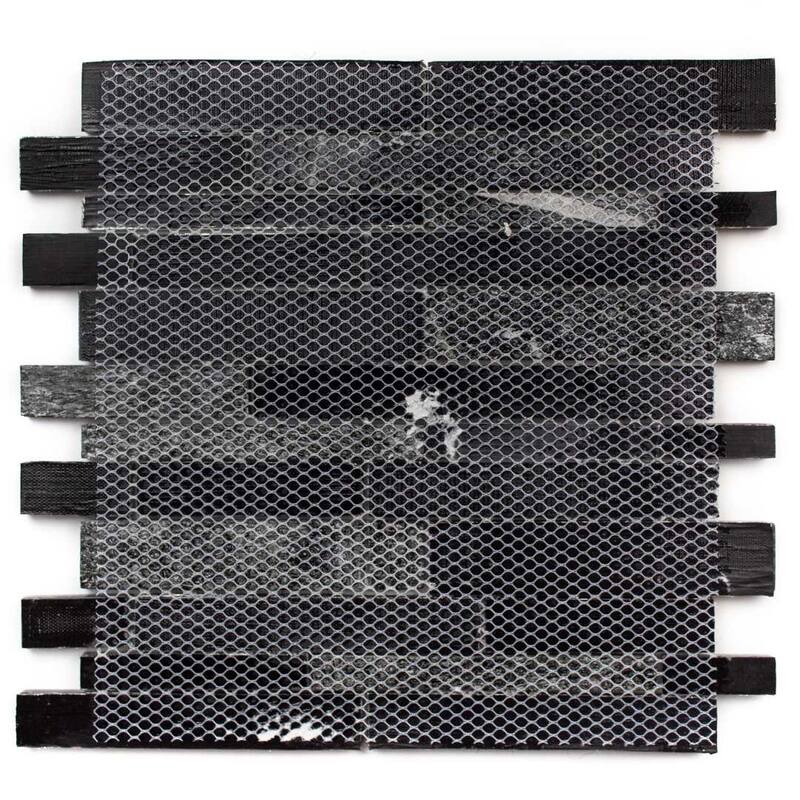 The Tile Life Cosmos Brick 1x3 Black Metal Look Glass Mosaic Backsplash Wall Tile