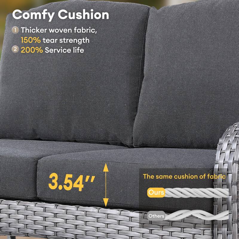 HOOOWOOO 8-piece Wicker Rattan Outdoor Furniture Patio Swivel Chair Set