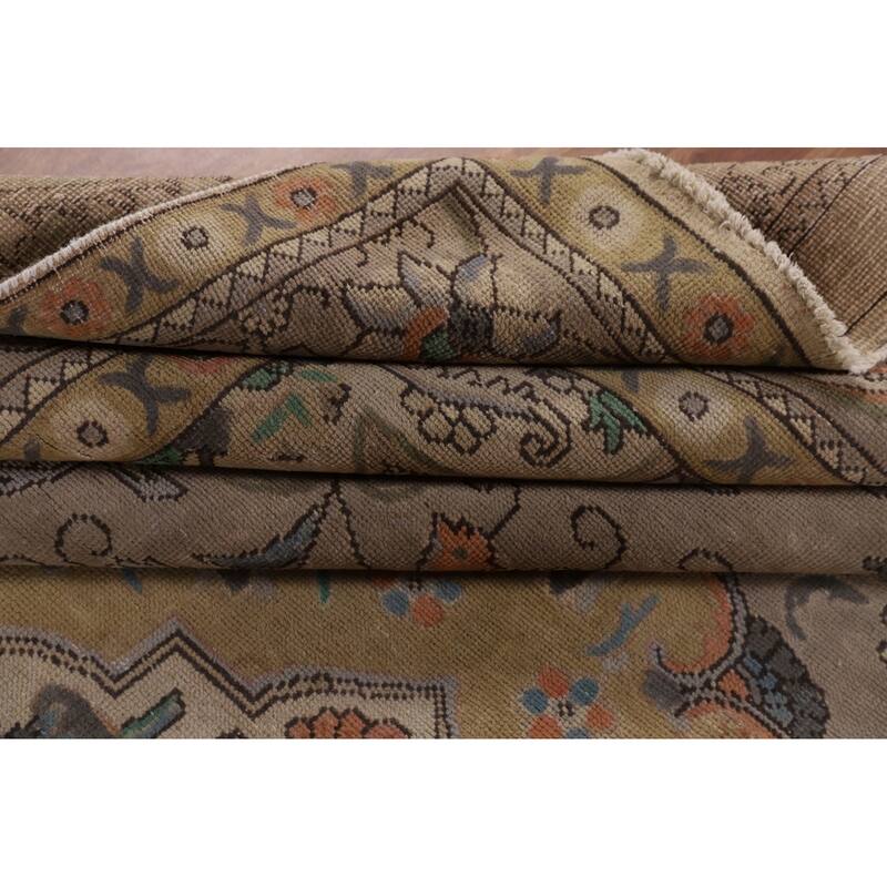 Over-Dyed Tabriz Persian Vintage Area Rug Hand-Knotted Wool Carpet - 9'7" x 12'3"
