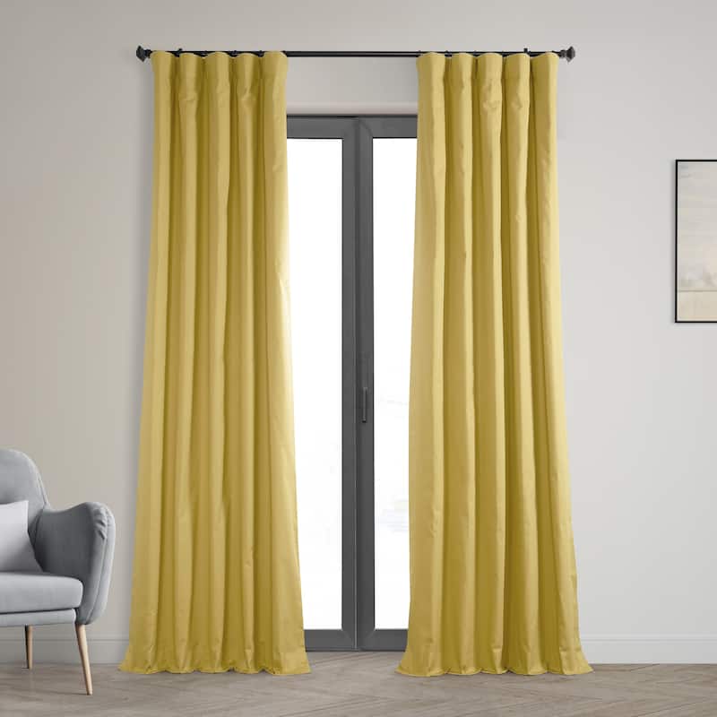 Exclusive Fabrics Solid Cotton True Blackout Curtain (1 Panel) - 50 X 108 - Light Ochre