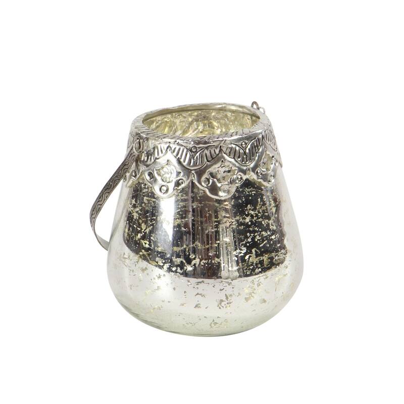 Glass Decorative Candle Lantern - Set of 3 Silver - Roche River Decor
