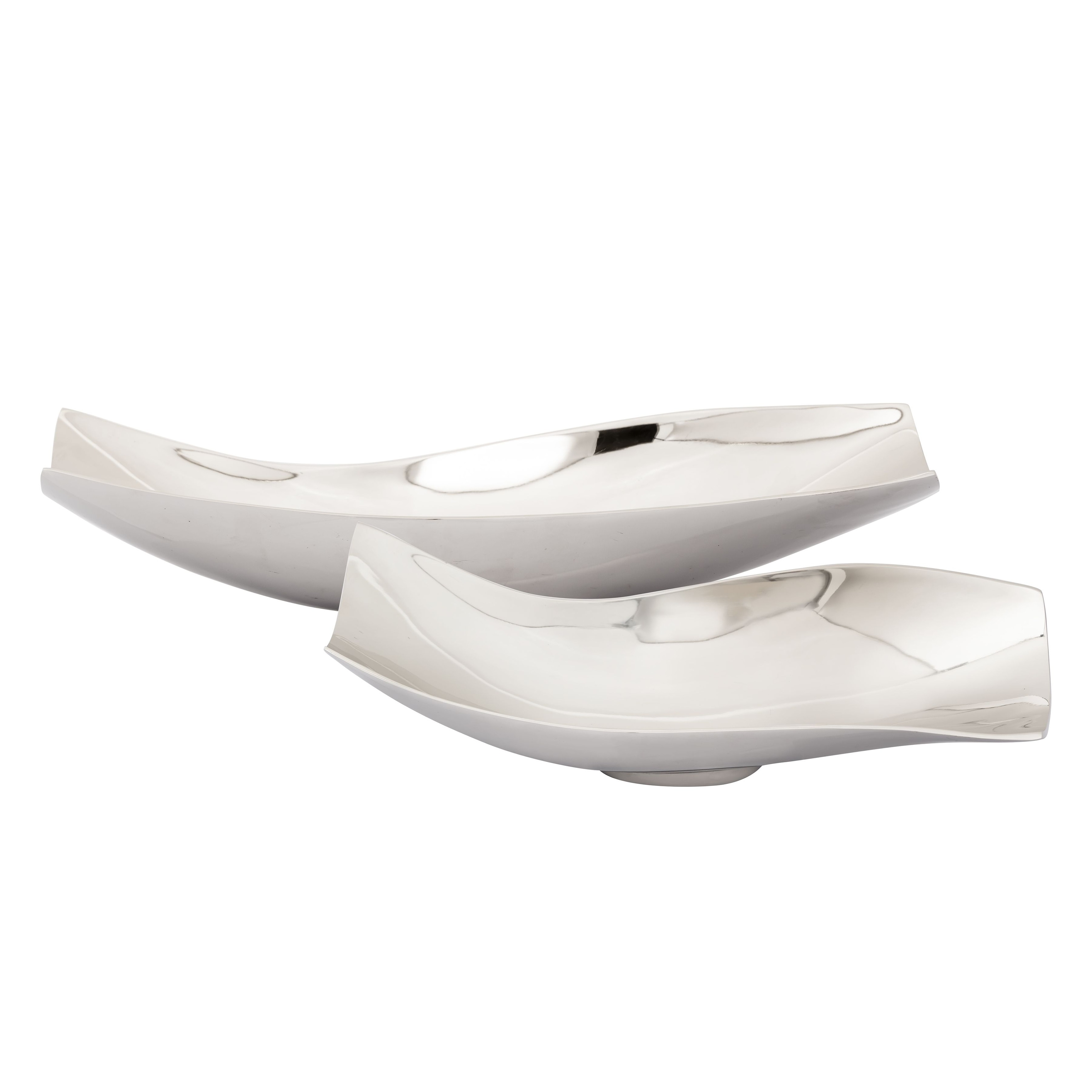 Atlas Sway Set of 2 Polished Silver Bowls - 22 inch Wide