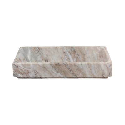 Rectangular Stone Marble Decorative Tray Glam Modern Style - 3" Brown - 16" x 8" x 3"