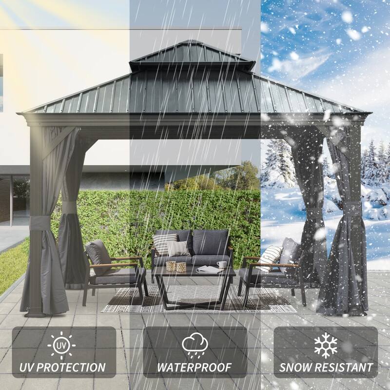 Domi Hardtop Gazebo with Galvanized Steel Double Roof and Aluminum Frame
