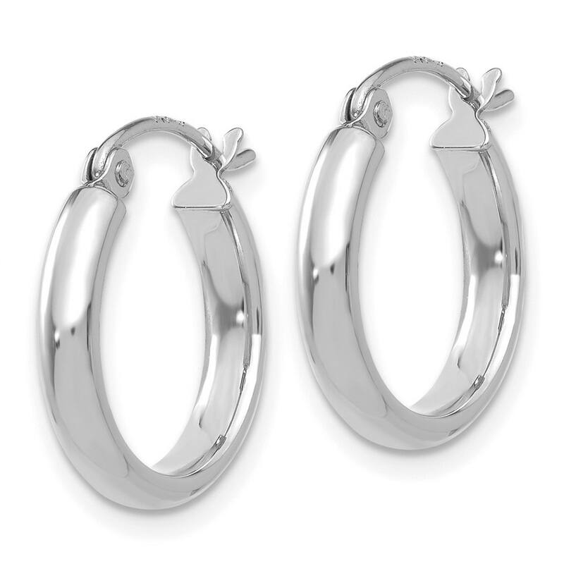 Curata 10k White Gold Polished 2.75mm Hoop Earrings - 15mm - 51mm