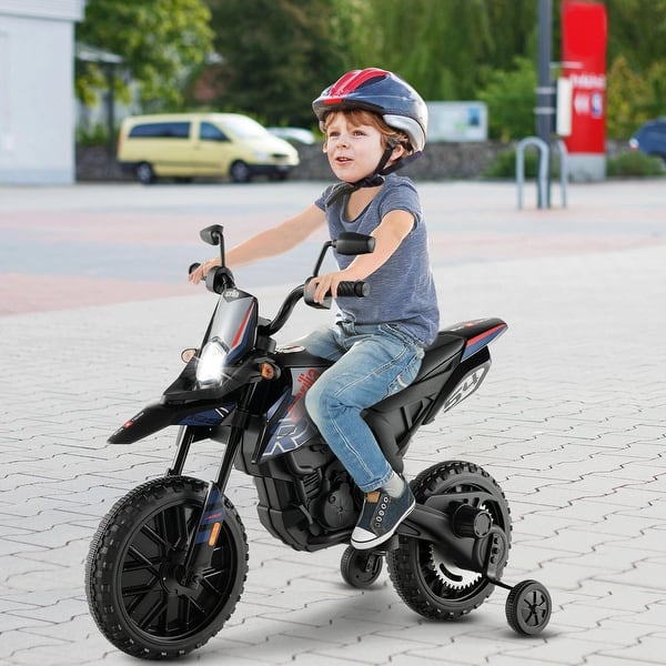 slide 2 of 8, Aprilia Licensed Kids Ride On Motorcycle with 2 Training Wheels