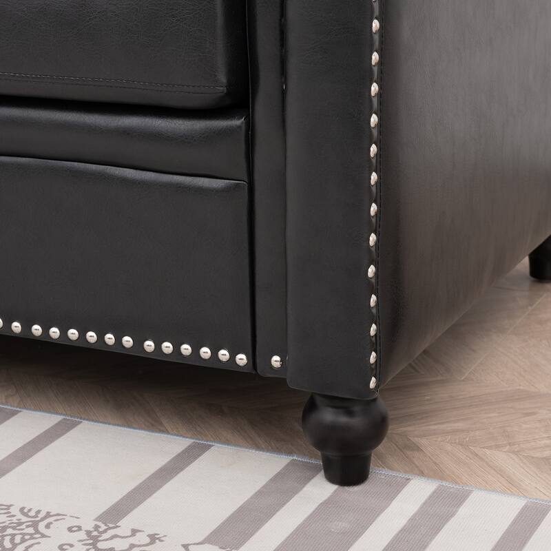 Stylish Sofa with Detachable Cushions, Pocket Spring Support & Silver Nailhead Detail - Ideal for Living Rooms