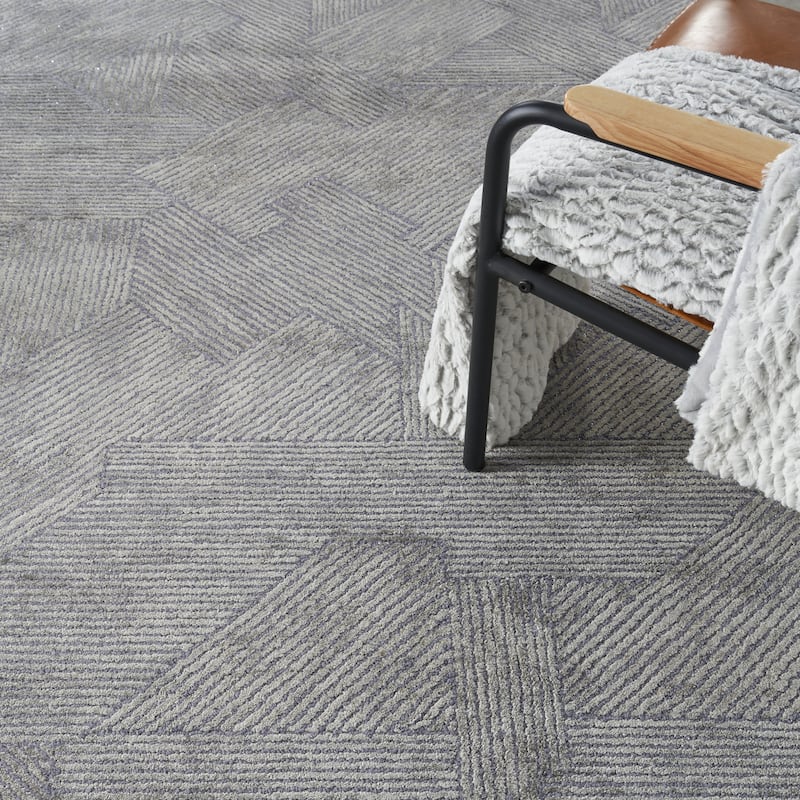 Michael Amini Abstract Linear Shimmer Area Rug