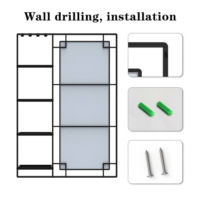 30" X 43" Bathroom Wall Mirror with Multi-functional Shelf,Metal Frame