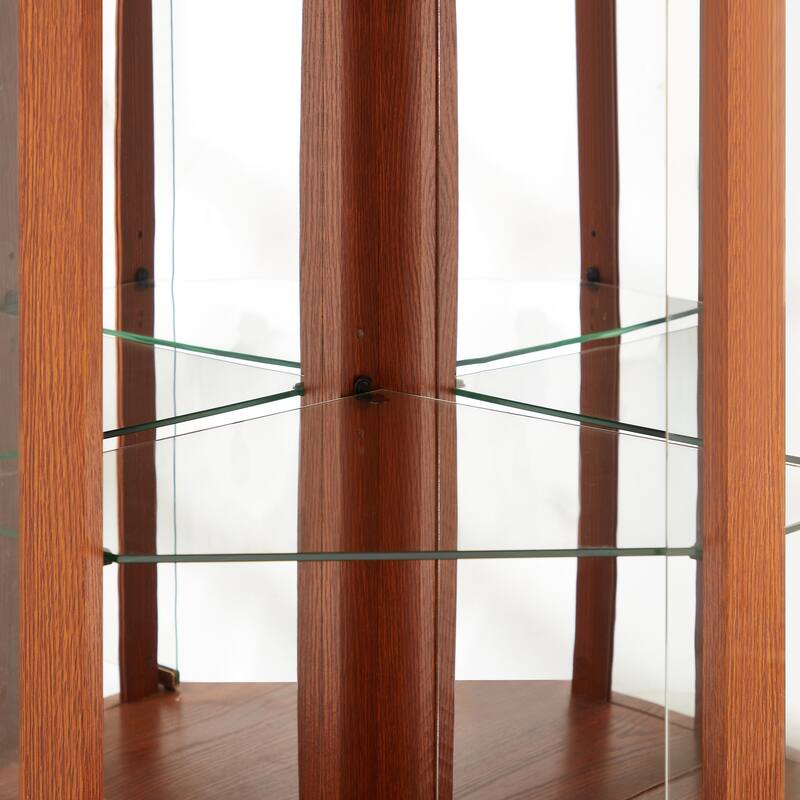 Corner Lighted Curio Cabinet Corner Glass Cabinet Lighted Curio Cabinet Corner Display Case for Living Room, Curio Cabinet