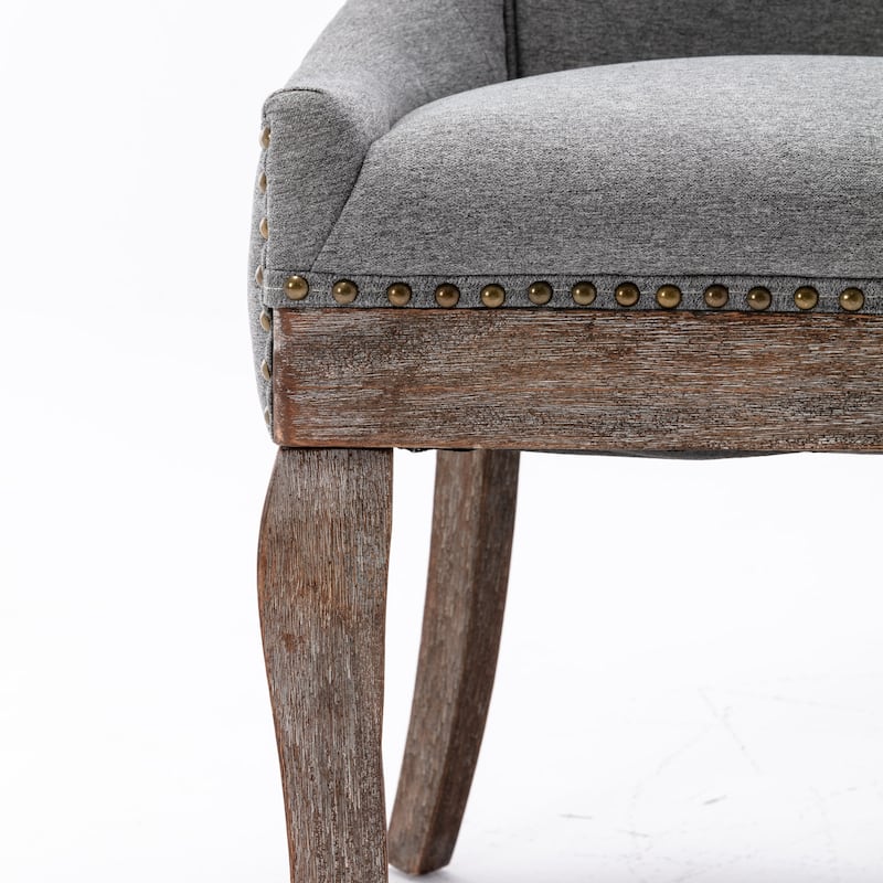 Thickened Fabric Dining Chair with Solid Wood Legs, Set of 2