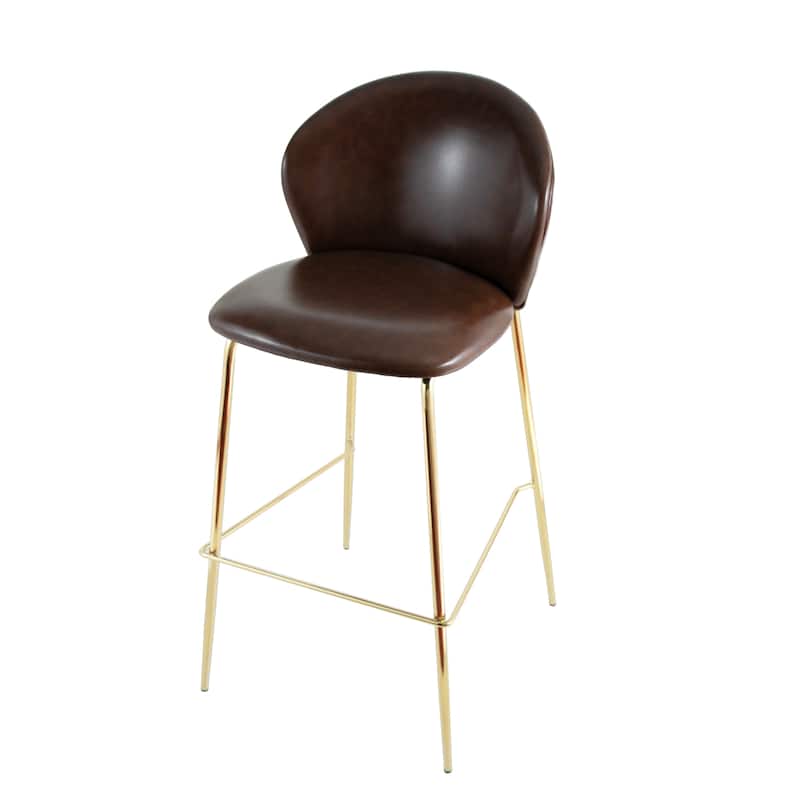 Christopher Knight Home - Kira Modern Upholstered Bar Stools Set of 2 with Gold Metal Frame and Low-Back Design