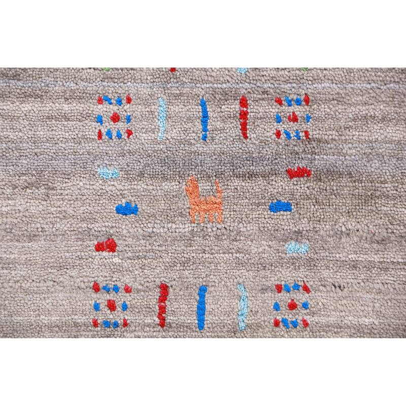 Striped Gabbeh Indian Area Rug Handmade Tribal Wool Carpet - 8'10" x 11'6"