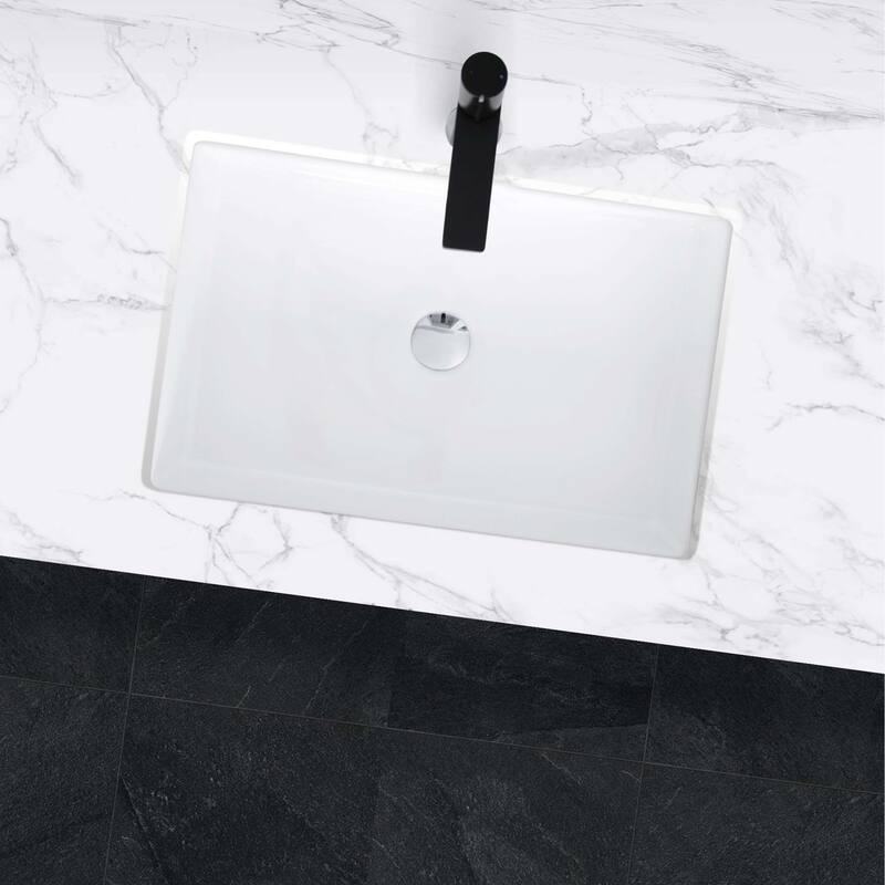 STYLISH 24.5 inches Rectangular Undermount Ceramic Bathroom Sink with 2 Overflow Finishes - 24.5 " x 16.5" x 6.5"