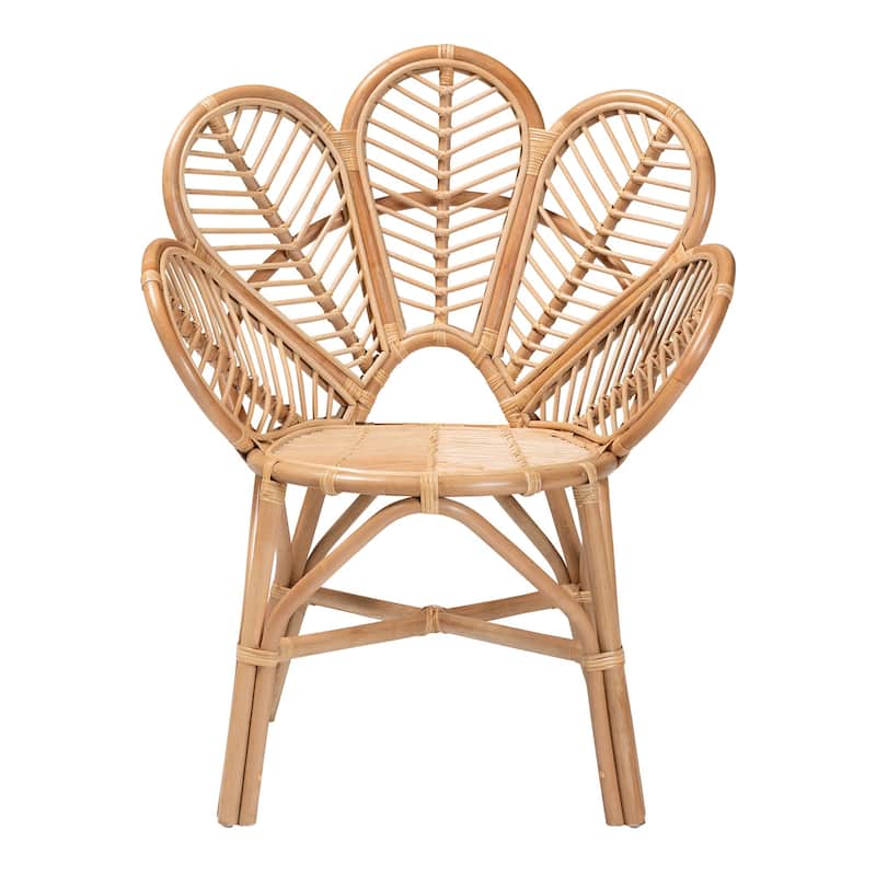 bali & pari Eliava Modern Bohemian Natural Rattan Flower Accent Chair
