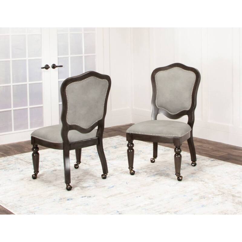 Vegas Poker Table Set - 5 Piece Dining Game Table with Chairs - 48" Round Reversible Top - Gray Finish