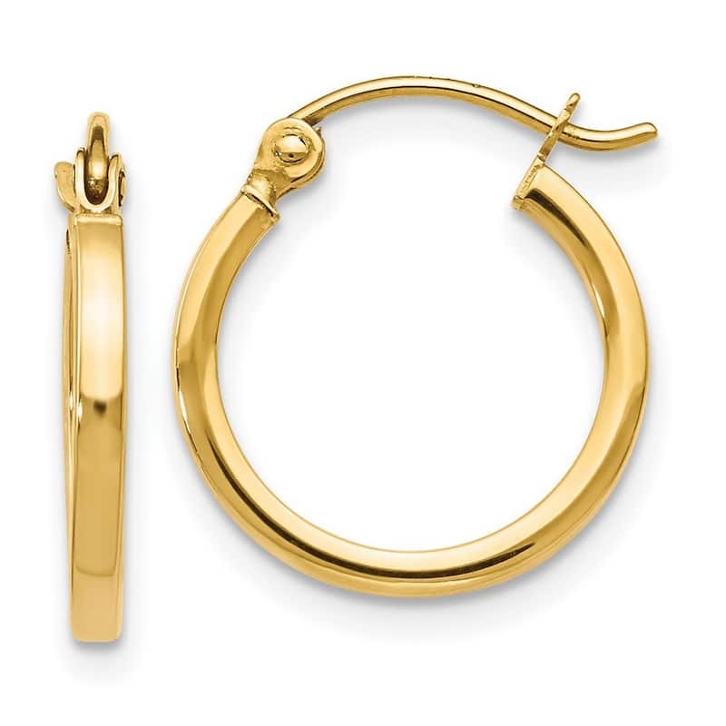 Curata 14k Yellow Gold Polished 2x15mm Classic Hoop Earrings