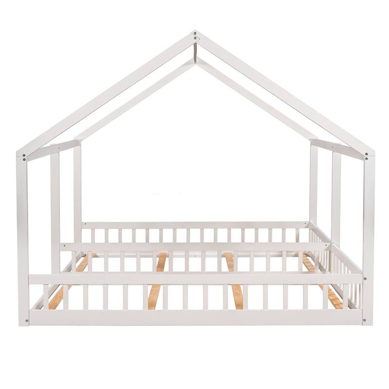 Twin Pine 2-in-1 House Platform Bed with Roof