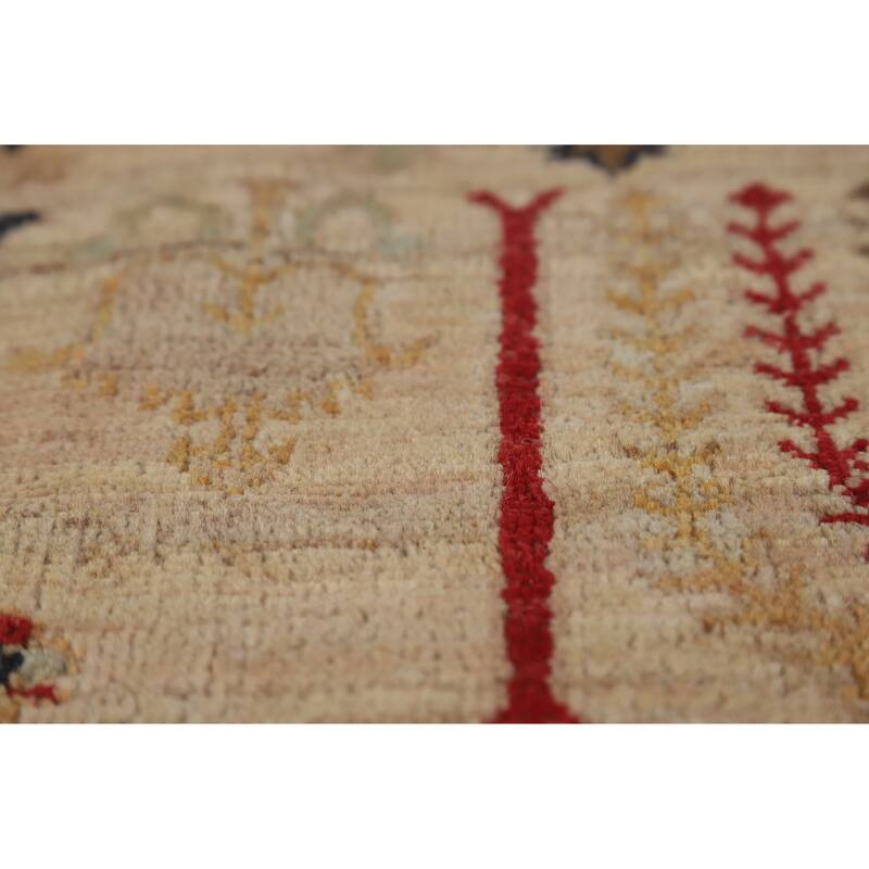 Hand Knotted Oriental 100% Wool Carpet Traditional All-Over Multi-Colored Ziegler Area Rug - 9' 8'' X 6' 3''