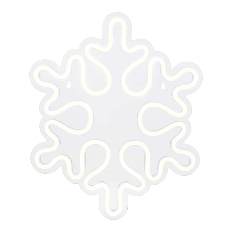 15" White LED Lighted Neon Style Snowflake Christmas Window Silhouette