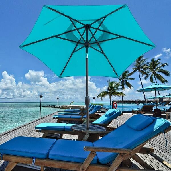 7 1/2 ft patio umbrellas 7-1/2 ft. Round Outdoor Patio Umbrella with Tilt and Crank Lift, Turquoise  - Bed Bath & Beyond