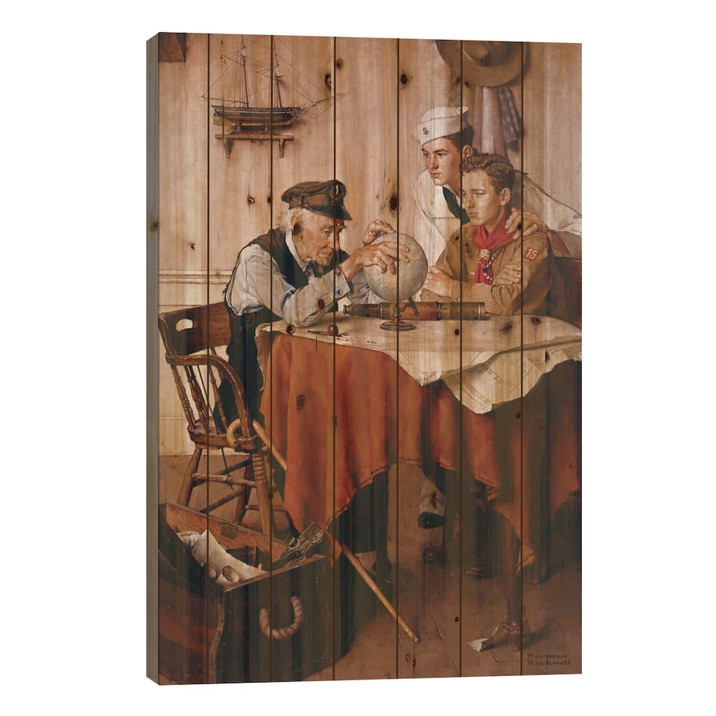 Scouts of Many Trails Print On Wood by Norman Rockwell - Multi-Color