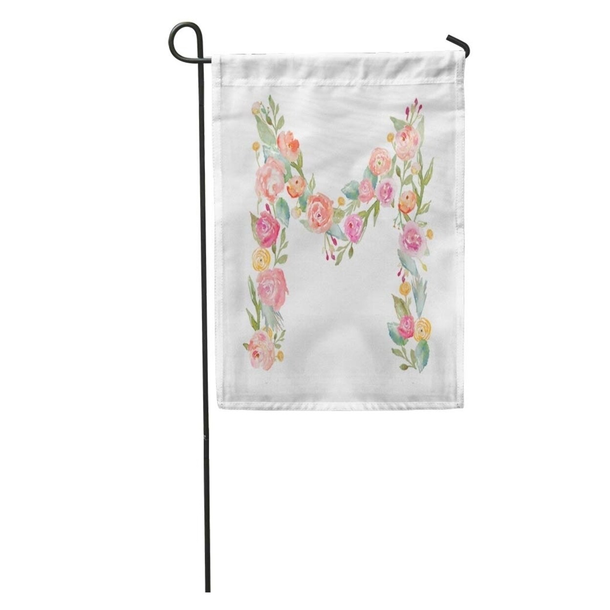 Shop Colorful Alphabetletters Watercolor Floral Monogram Letter M Capitalletterm Garden Flag Decorative Flag House Banner 28x On Sale Overstock 31325616