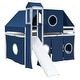 preview thumbnail 26 of 34, Full Loft Bed with Castle Tent & Tower and Solid Wood Frame, 400lb Capacity, Playhouse Design
