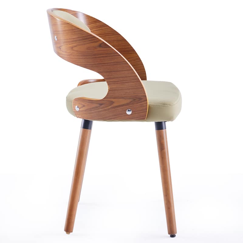 Wood Dining Chairs, Set of 2 Modern Upholstered Dining Chairs with Curved Backrest for Kitchen, Dining Room, Living Room