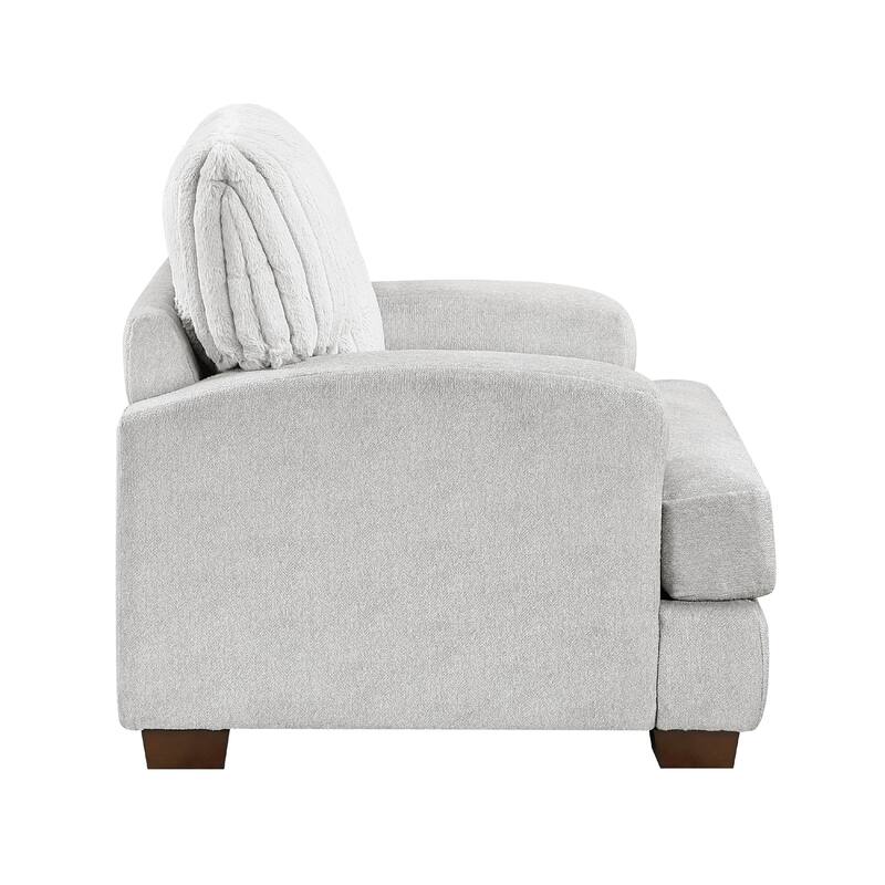 Witz Accent Armchair, Ribbed Texture Light Gray Corduroy Back