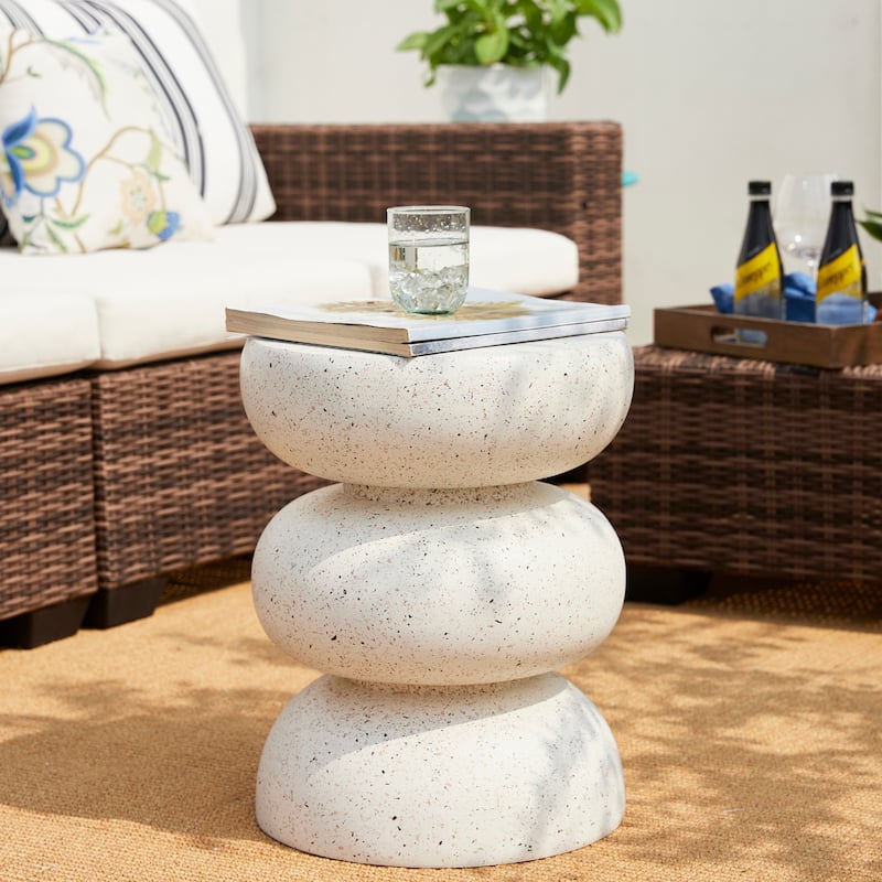 Glitzhome 18"H MGO Garden Stool or Planter Stand With Geometric Design