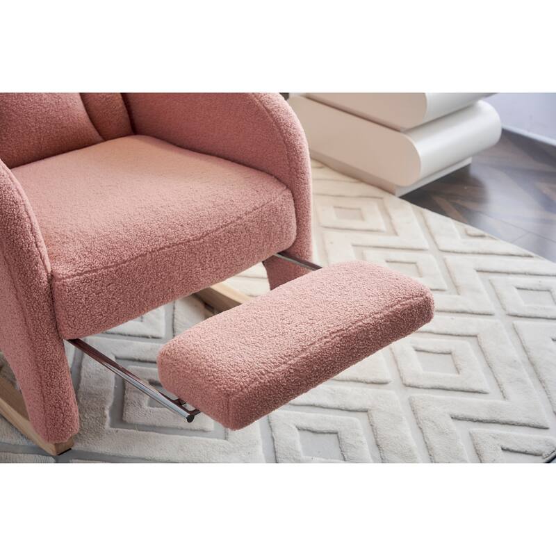 Fabric Upholstered Nursery Rocking Chair with Adjustable Footrest