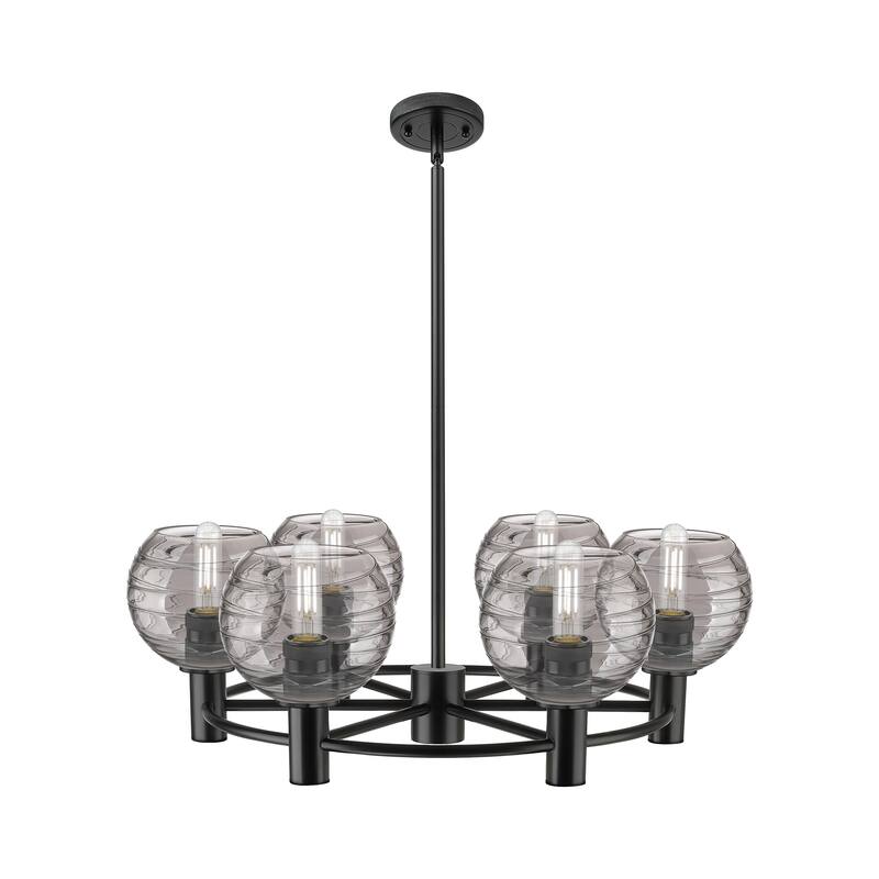 Innovations Lighting Downtown Urban - Crown Point - 6 Light 26" Athens Deco Swirl Stem Hung Chandelier