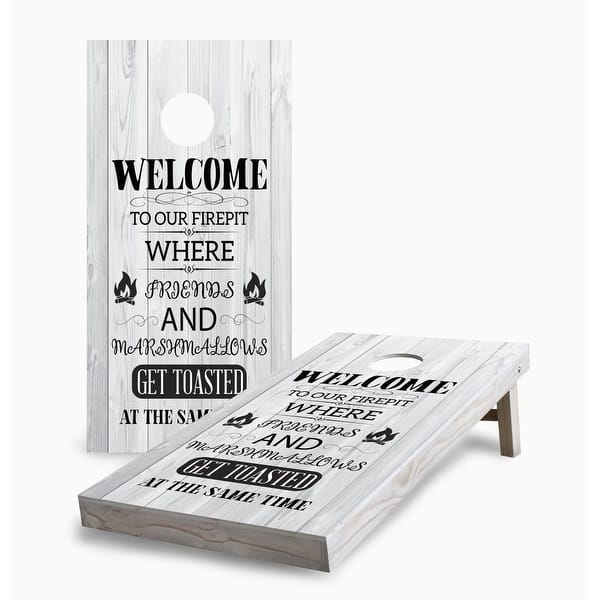 slide 2 of 7, Campfire with Friends Cornhole Game (Choose Wraps or Boards) 2x4 Boards (24" x 48") - Include ALL Accessories
