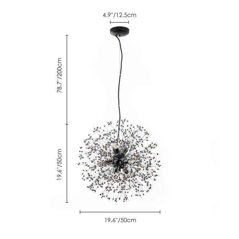 Black or Gold Modern Glam Starburst Firework Crystal Chandelier
