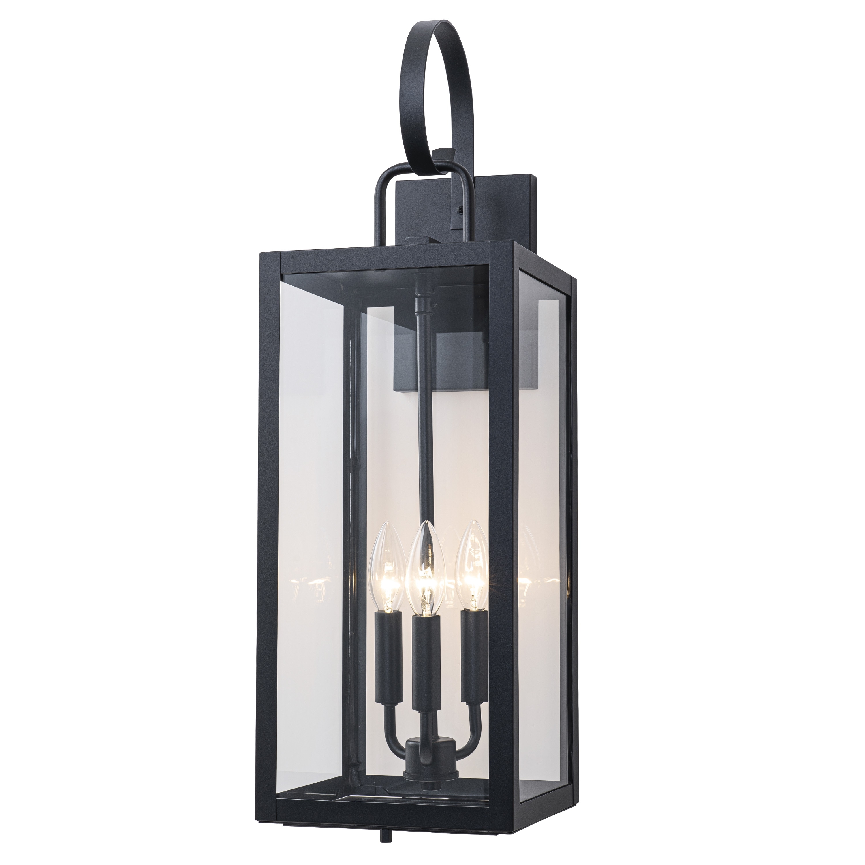 C Cattleya 1 Pack 3-Light 25.5-in Matte Black Outdoor Wall Light with Close Bottom