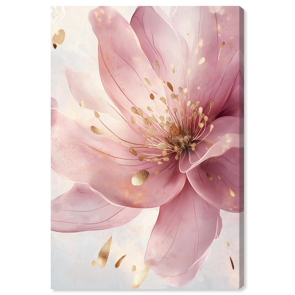 Pink and Gold Bloom Canvas by Art Remedy, Gallery Wrapped