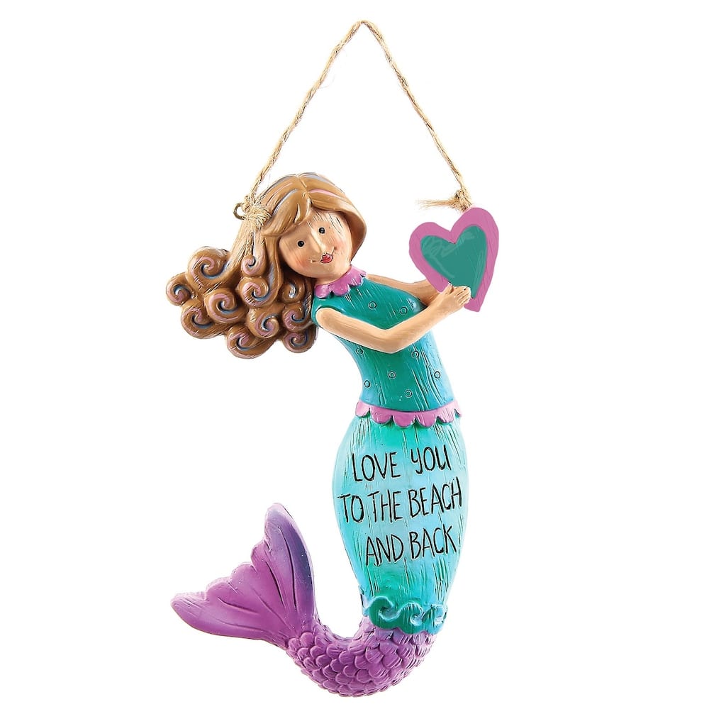 Mermaid Holding Heart Love You to the Beach and Back Wall Plaque - Multi