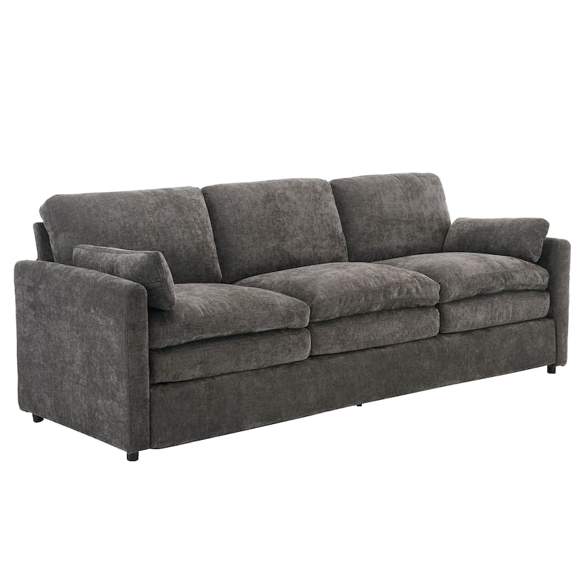 Roomfitters Upholstered 3-Seater Cloud Sofa with Double Cushions, Oversized Comfy Couch for Living Room, Grey