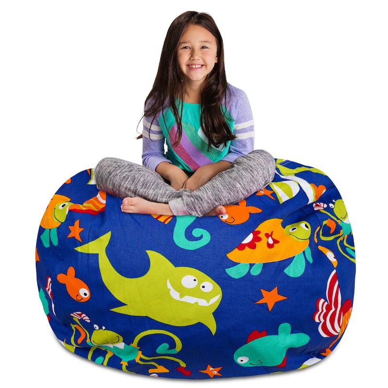 Kids' Stuffed Animal Storage Bean Bag Chair Cover or Toy Organizer