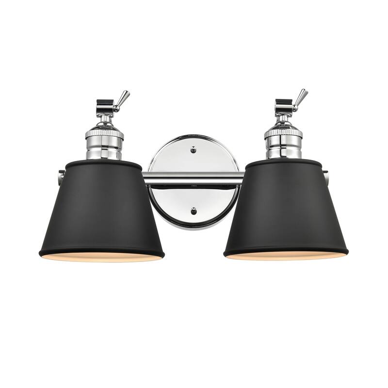Millennium Lighting Layne Vanity Fixture in Multiple Finishes with Metal Shades - 2 Light - Chrome