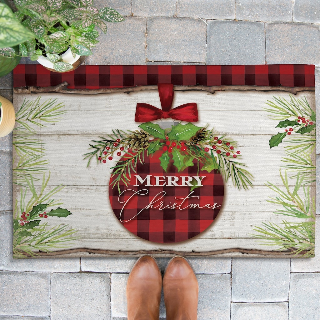 Laural Home Christmas Themed Chenille Outdoor Rug