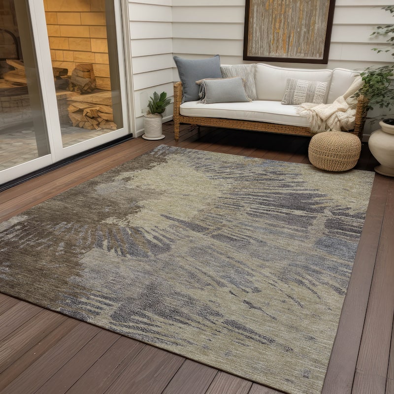 Machine Washable Indoor/ Outdoor Chantille Modern Burst Rug