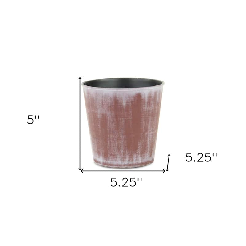 HomeRoots 5" Brown and Ivory Abstract Recycled Plastic Indoor Outdoor Round Nursery Pot